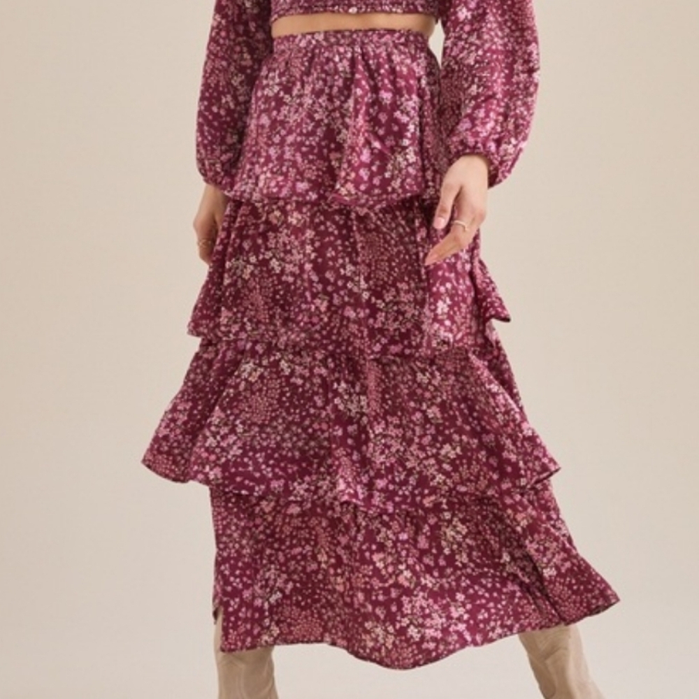 Altar'd State Purple Floral Maxi Skirt